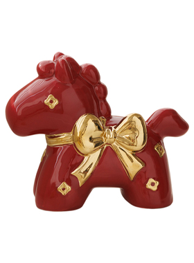 2026年新款马年吉祥物送朋友本命年礼物陶瓷过年红色装饰生肖摆件