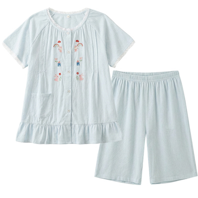 家の时光纯棉夏季自带胸垫月子服