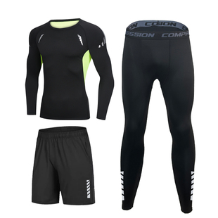 跑步男运动套装冬季马拉松运动紧身训练服秋冬专业健身服长袖上衣
