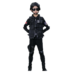 儿童警察套装警官服警长男孩特种兵特警衣服全套装万圣节演出服装