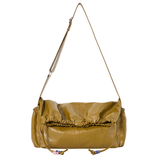 DirtySix 原创 叠叠包 撞色天然石抽绳  软软慵懒斜挎包