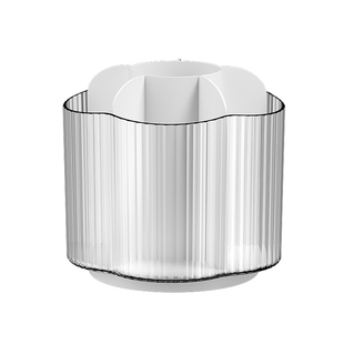 旋转笔筒收纳盒分格大容量办公书桌面文具笔桶可拆分透明化妆刷筒