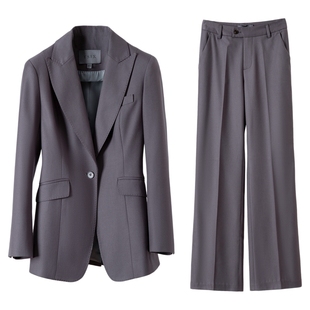 秋冬高档深紫色羊毛西装套装女通勤气质高级感西服显瘦职业正装