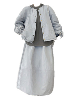 韩系欧尼卫衣棉服半身裙套装穿搭