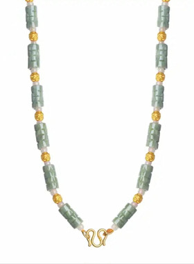 天然翡翠黄金吊坠项链