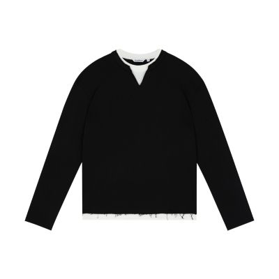 WassupHouse长袖小v领假两件T恤