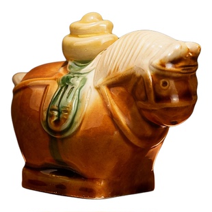 洛阳唐三彩文创小胖马双元宝河南特产伴手礼物旅游纪念品马上有钱