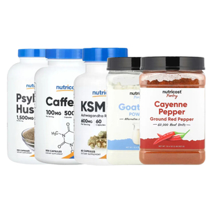 Nutricost车前子壳KSM-66南非醉茄根钩麻Pantry花生酱黄原明胶粉