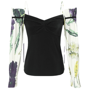 [马思纯同款]COMME MOI吕燕设计师早春女装衬衫一字肩褶裥袖上衣