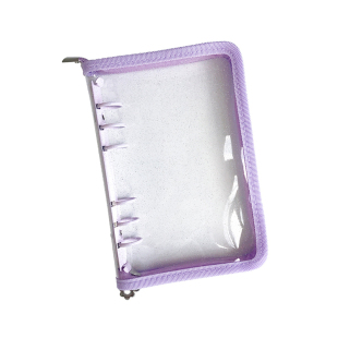 A6活页本拉链袋手账外壳替芯闪粉透明pvc软壳6孔A5收纳册活页夹