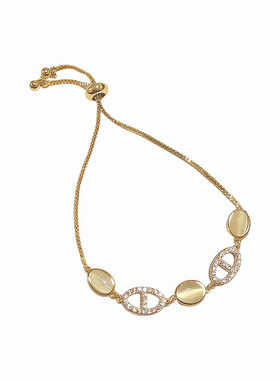 经典白月光｜法式猫眼石抽拉手链