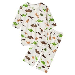 天丝儿童睡衣凉感tencel夏季男童七分袖家居服女童冰丝短袖空调服