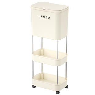 uforu2025新款厨房垃圾桶免弯腰带轮可移动加高大容量多层置物架