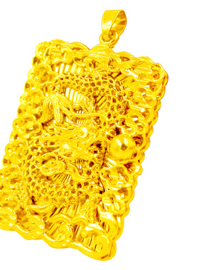 镀黄金吊坠霸气镂空项链男生配饰