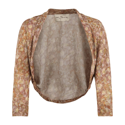 杜鹃花印花丝绸短夹克