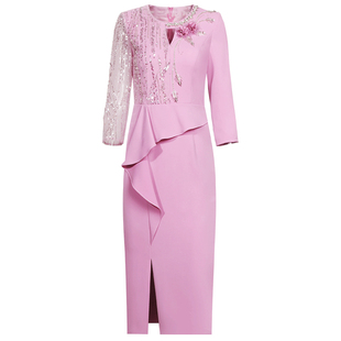 创意狐生日聚会裙子礼服优雅主持人服装小个子晚宴会礼裙连衣裙女