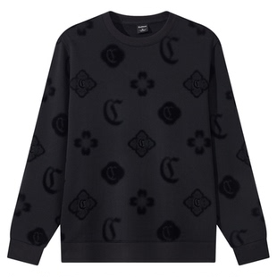 【轻奢植绒窗花】卡宾重磅纯棉卫衣男装春季新款印花圆领上衣