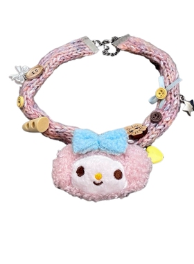 毛绒凯蒂猫y2k设计项链少女