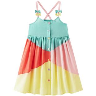 【时尚系列】MINIPEACE太平鸟童装女宝宝拼色连衣裙夏幼童吊带裙