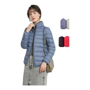 鸭鸭2025年秋冬超轻薄排骨羽绒服女短款时尚立领连帽保暖大码百搭