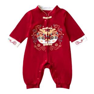 宝宝满月周岁礼服喜庆拜年服婴儿衣服新生幼儿外出连体衣冬装爬服