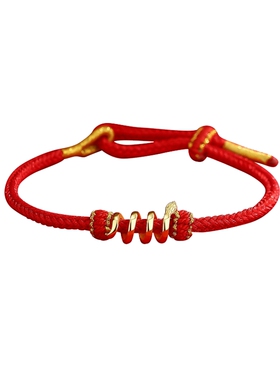 六桂福生肖蛇红绳编织手链男女款