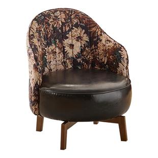 家用懒人单椅客厅单人沙发椅舒适久坐靠背椅实木休闲椅子旋转座椅