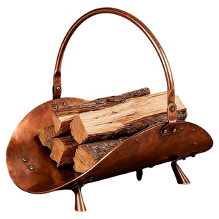 壁炉木柴架手提式柴火搬运收纳架小空间堆柴架冬民俗柴篮铁艺柴框