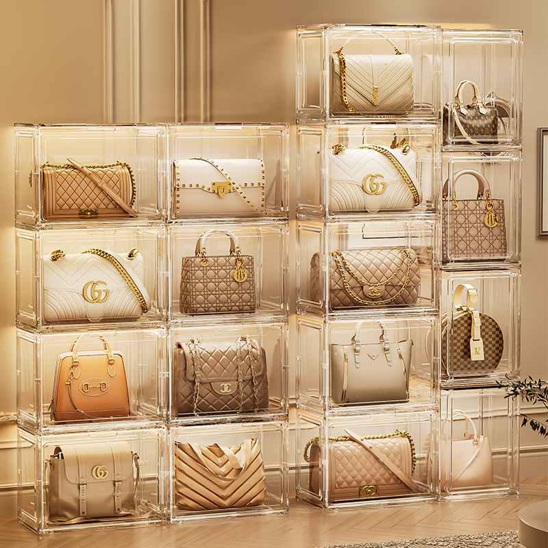 包包收纳神器家用亚克力透明防尘落地展示柜奢侈品包包盒置物架子
