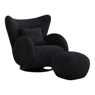 奶油风单人沙发2026新款高端休闲懒人沙发客厅阳台卧室可旋转椅子