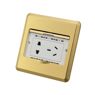 120型不锈钢单开门隐藏式网络地插 翻盖式电话五孔插座面板带底盒