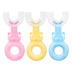 欧志姆儿童u型萌趣牙刷宝宝牙刷硅胶软毛2-6岁婴幼儿小孩刷牙神器