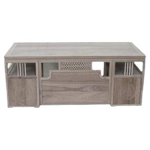 老榆木新中式书桌白茬白胚白坯老板桌原木实木大班台书法桌写字台