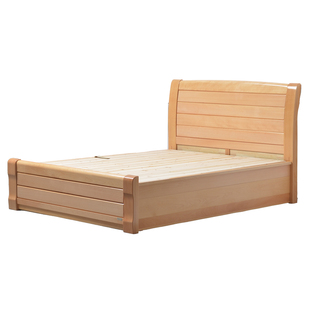 榉木实木床1.8米双人床中式婚床大床1.2米气动高箱儿童床储物床