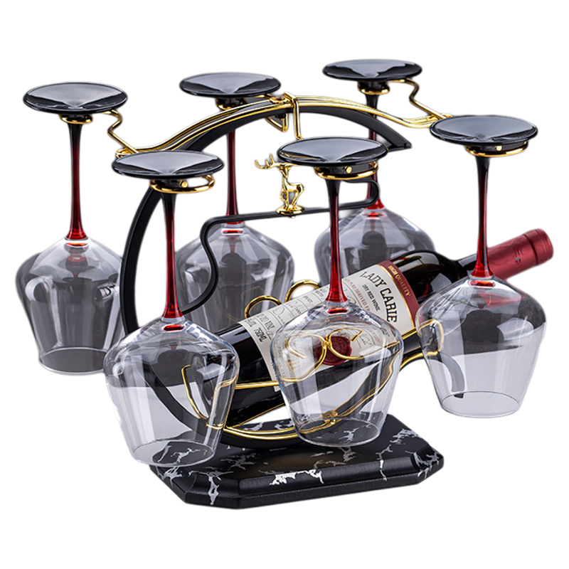 欧式轻奢高档红酒杯套装家用葡萄酒杯酒架醒酒器水晶摆件高脚杯子