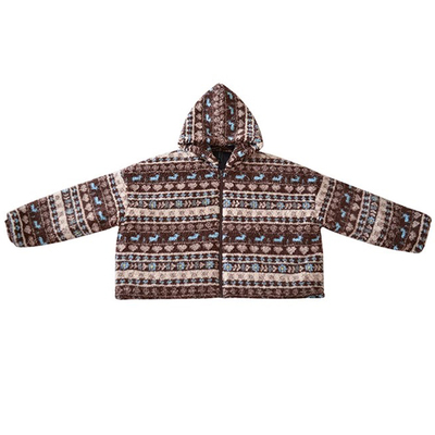 加厚保暖咖色民族风夹棉棉服