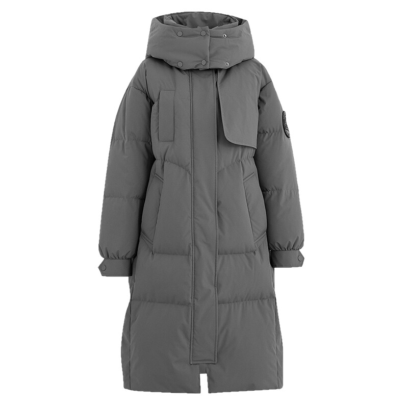 雪中飞2023秋冬潮流女士可脱卸帽廓形加厚保暖长款时尚羽绒服