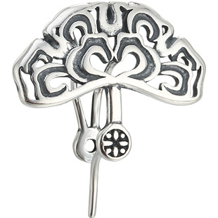 925纯银吊坠空托女复古银扣头吊坠扣diy翡翠玉器佛公银扣头项链扣