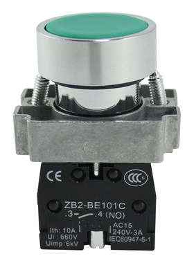 银点XB2BA31C自复位绿色平头按钮开关ZB2-BE101C启动按钮22mm
