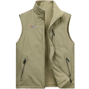 双面穿马甲男款秋冬季加厚摇粒绒外套多口袋户外休闲坎肩背心马夹