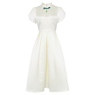 露背性感A字大摆连衣裙