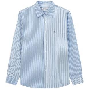 BEANPOLE滨波 男士航海系列商务美拉蓝条纹设计简约休闲长袖衬衫