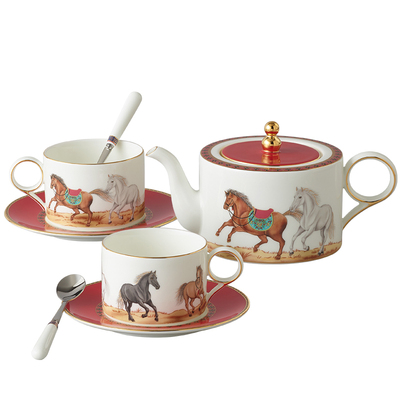 【新年礼】永丰源马到成功8头茶咖具 陶瓷下午茶杯碟轻奢年货礼物