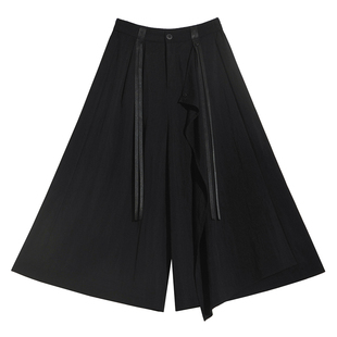小众设计感高腰显瘦宽松阔腿裤裙女个性化裤子黑色酷飒山本风裙裤