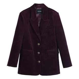 pusumede【现货7.5折】复古灯芯绒西装外套女宽松廓形通勤西服