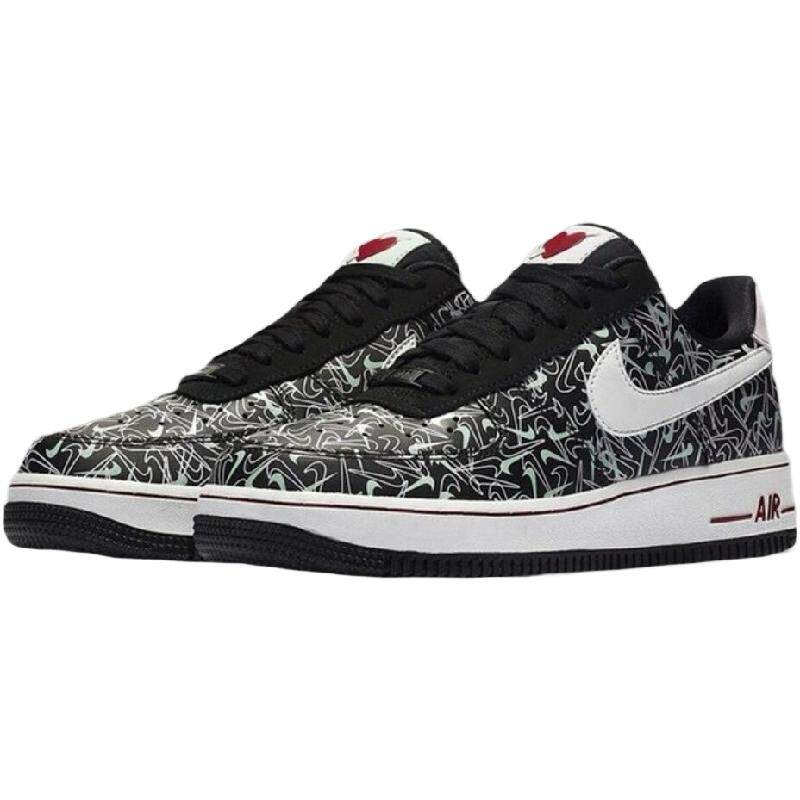Nike Air Force 1 情人节满勾舒适低帮板鞋情侣款四季可穿黑绿色