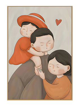 餐厅原木风是一家人挂画装饰画