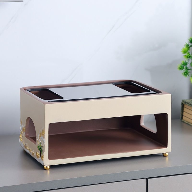 新中式路由器防尘收纳盒光盒神器客厅收纳放置猫桌面电源线电视柜