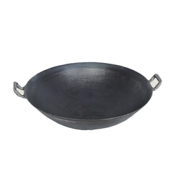 加厚铸铁圆底无涂层老式不粘炒锅
