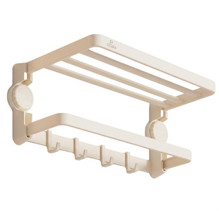 潜水艇奶油风吸盘毛巾架免打孔浴巾架卫生间白色置物架浴室收纳架